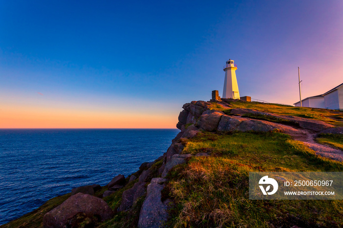 View of Cape Spear Lighthouse at Newfoundland, Canada, during sunset