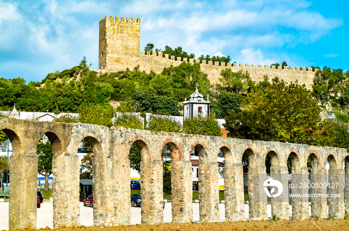 Obidos with the Aqueduct and the Castle in Oeste region of Portugal