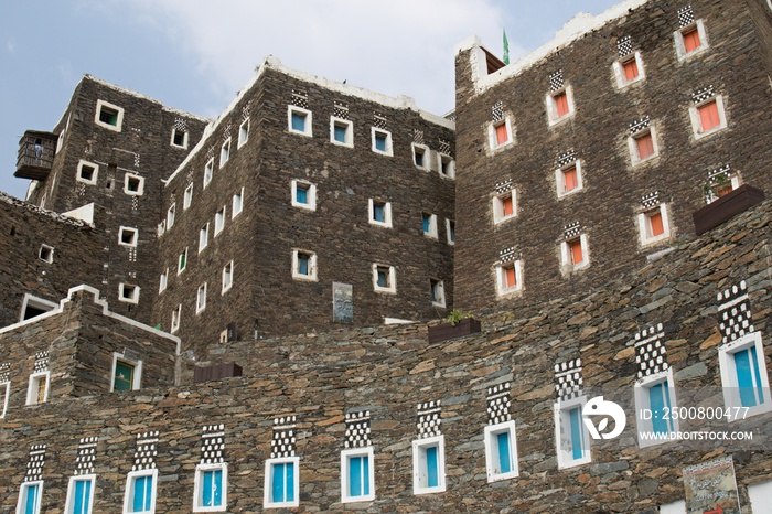 View of the ancient village of Rijal Almaa. Located in the Asir area. Saudi Arabia.