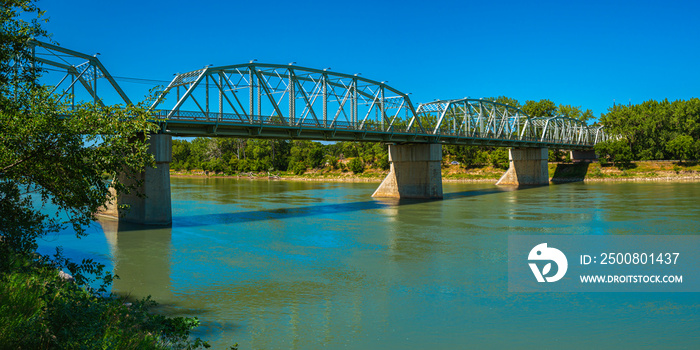 Finlay Bridge over South Saskatchewan River in Medicine Hat city in Alberta, Canada