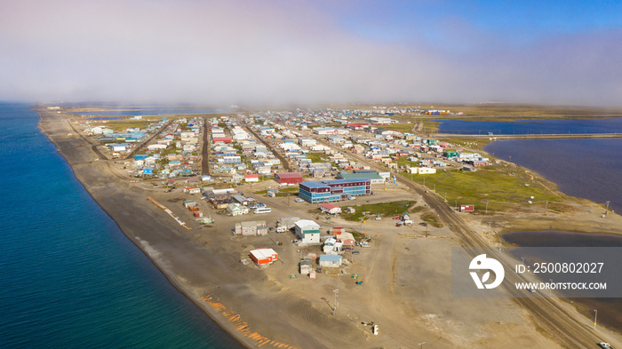 Aerial View Top of the World Whale Bone Arch Barrow Utqiagvik Alaska