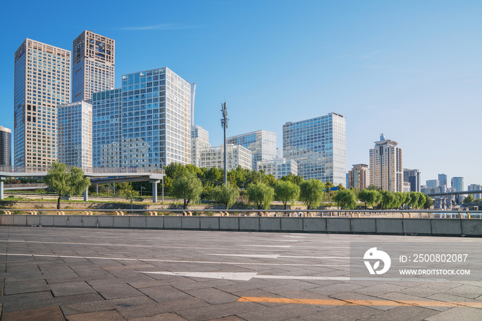 The skyline of modern urban architecture and highways in Beijing, the capital of China