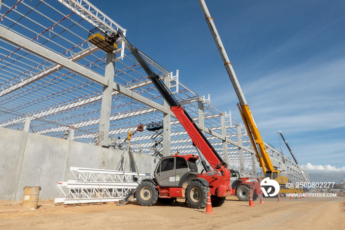 A mobile crane working at construction site