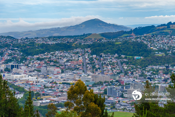 Aerial view of downtown Dunedin, New Zealand