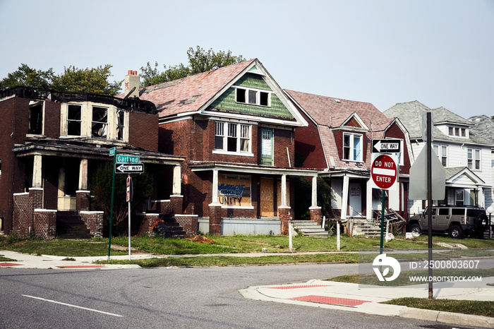 verlassene Häuserzeile Detroit