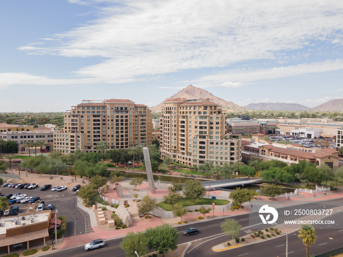 Scottsdale road, Old Town area with shopping malls, bars and restaurants, high end luxury condo’s and clubs.