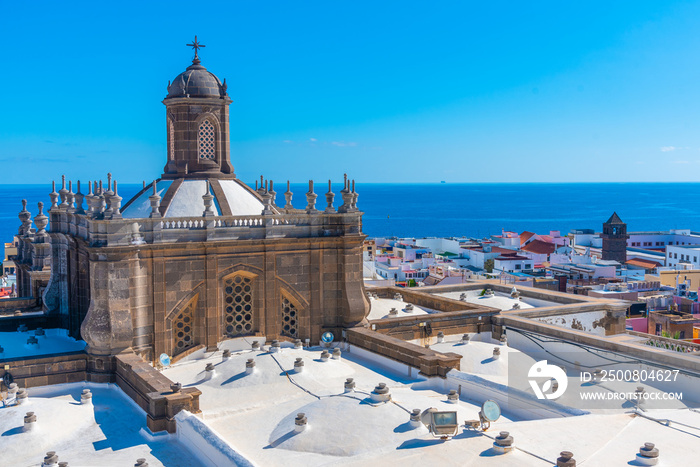 Aerial view of Catedral de Santa Ana at Las Palmas de Gran Canaria, Canary islands, Spain