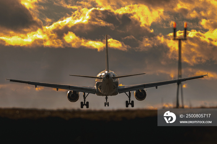 Airliner landing at Stockholm Arlanda (ARN) airport during afternoon