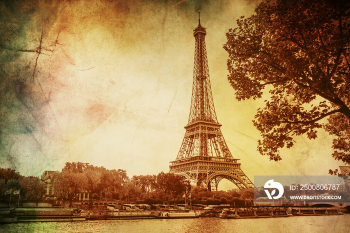 Eiffel Tower, vintage. Selective focus.