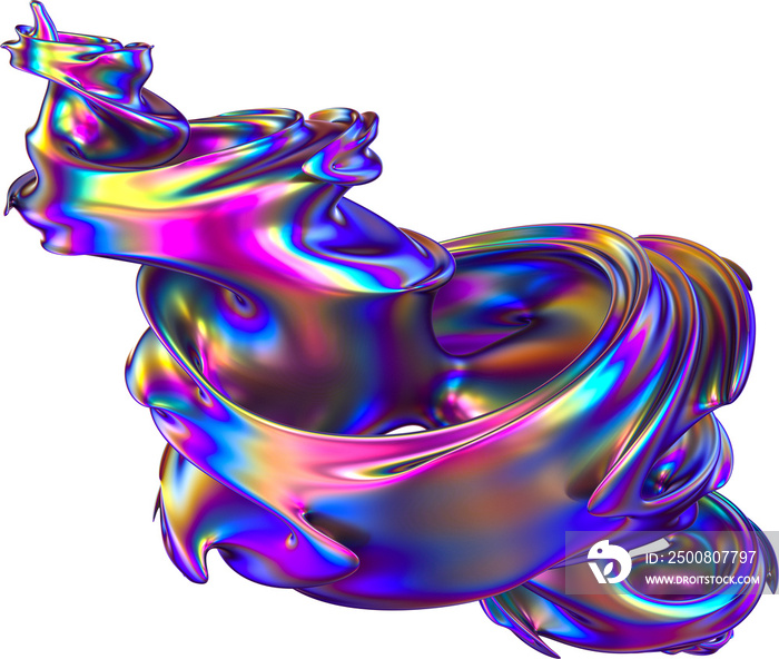 Abstract 3d Iridescence Twisted Fractal Shape