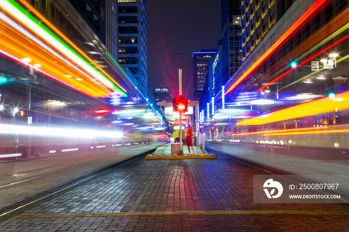 Houston METRORail light trails