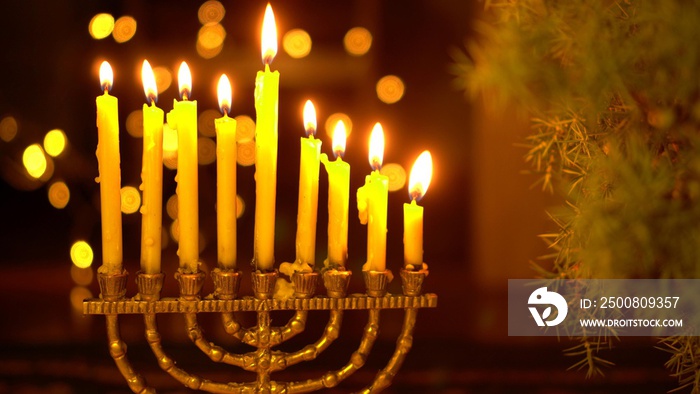 The eighth Night of Hanukkah. Eight lights in the menorah. Chanukah is the Jewish Festival of Lights