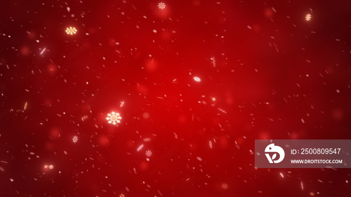 Christmas falling magic snow on a red background. Snowstorm background for Celebration or greetings image. Winter storm illustration with snowflakes.