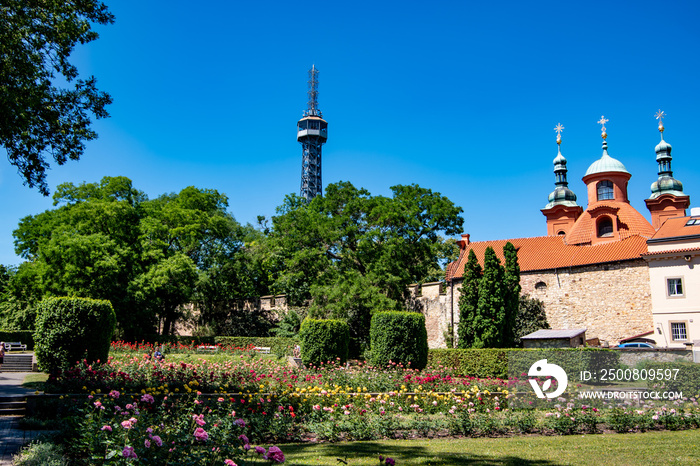 View of the Petrin tower, Prague, Czech Republic,