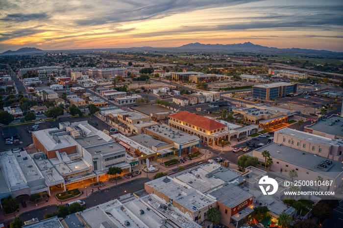 Aerial View of Dusk over Downtown Yuma, Arizona