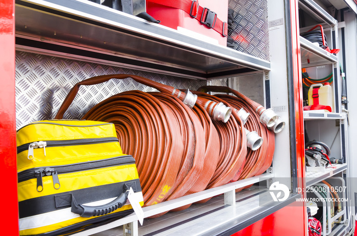 Putrajaya, Malaysia - Feb 26, 2012 : Firefighter heavy duty equipment for emergency response and rescue.