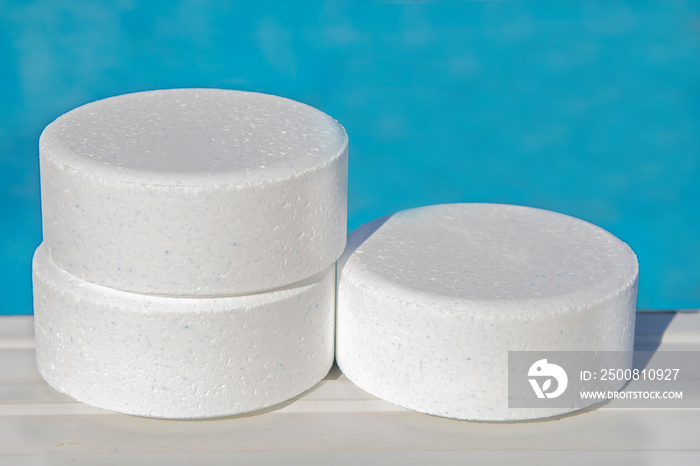 chlorine tablets from swimming pools, cleaning and maintenance