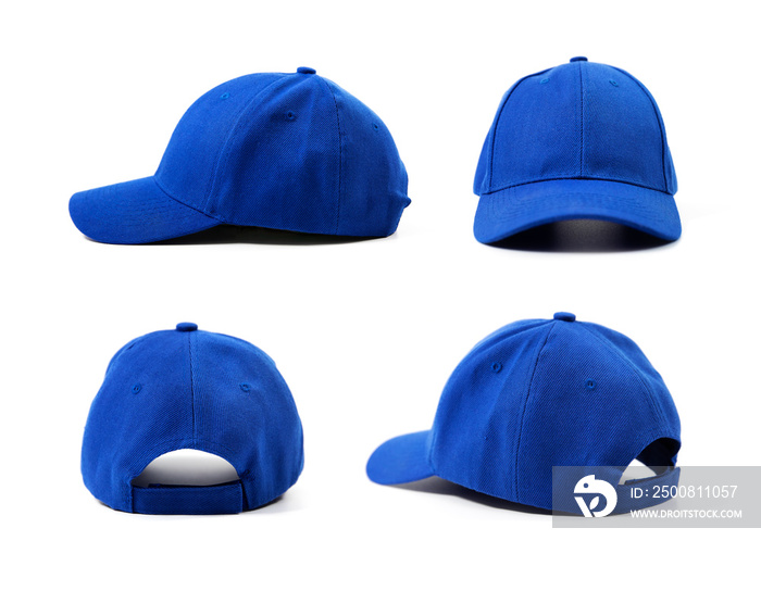 blue blank cap isolated on white background