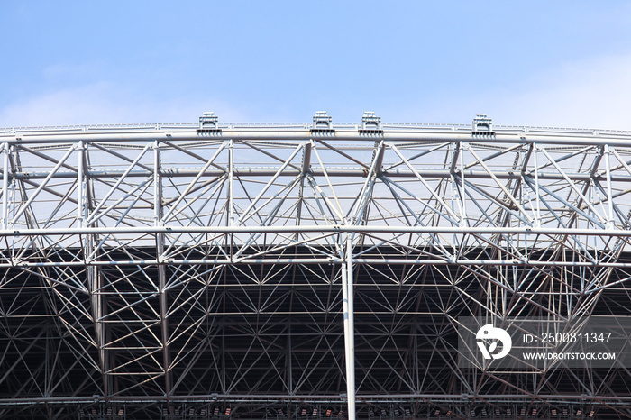 construction of supporting frame for the roof of the jakarta international stadium