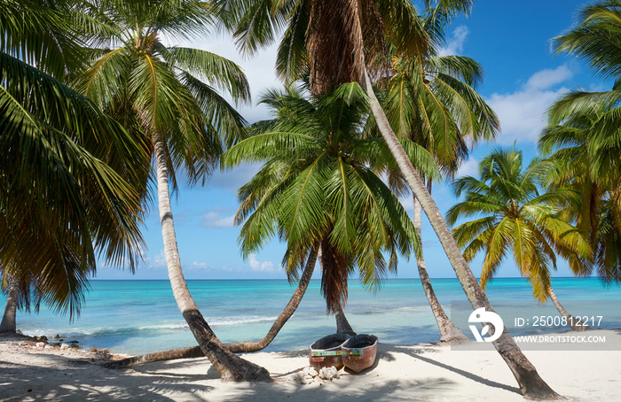 Beautiful seascape. Saona Island and the Caribbean Sea.