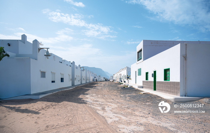 Unpaved streets of La Graciosa, Lanzarote, Canary Islands, Spain