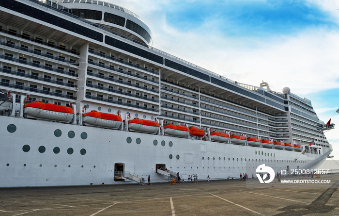 Big cruise ship in the port