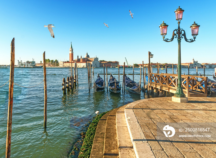 Gondolas on the Grand Canal in Venice