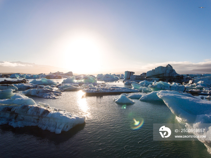 View of melting down glacier due to global warming