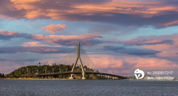 Beautiful Sunset in front of Ilhéus-Pontal Bridge.