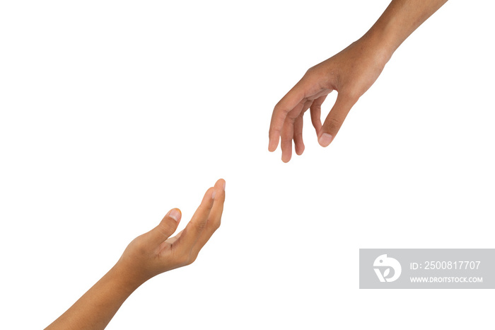 Man and woman hands touch isolated