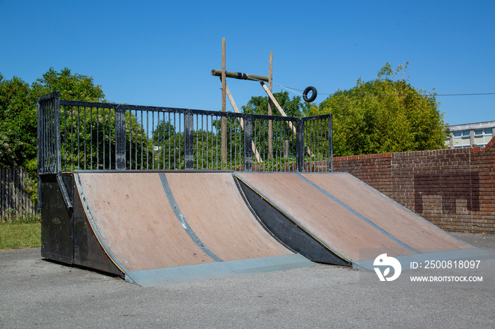 skate ramps in a local park for skateboarding