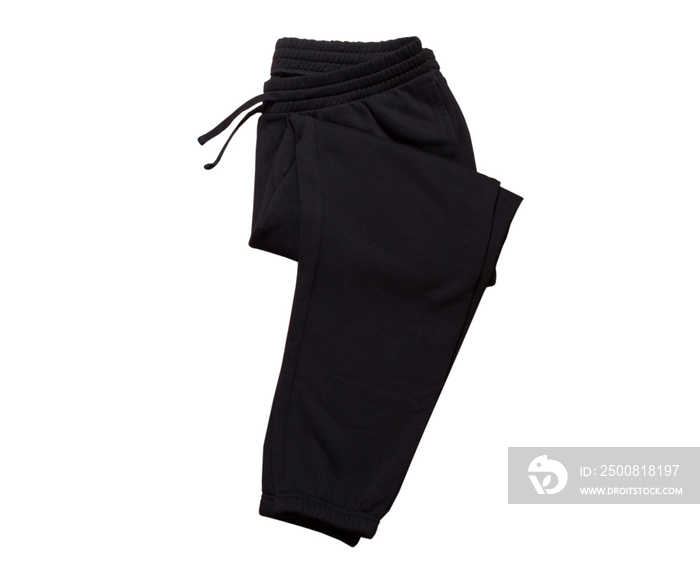 Black Sport Sweatpants Isolated on White Background.