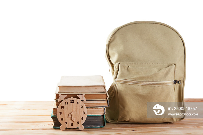 School briefcase with office supplies