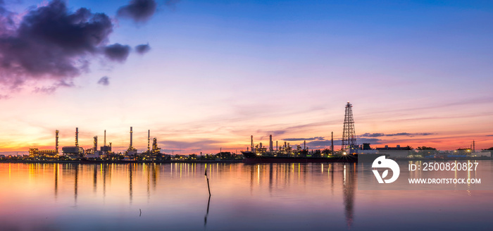 Oil and gas industry - refinery factory - petrochemical plant panorama view