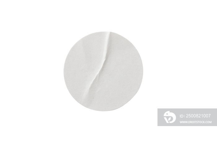 Blank white round paper sticker label isolated on white background with clipping path