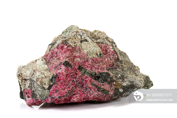 Macro stone Eudialyte mineral on white background