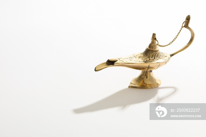 Magic Aladdin Lamp on white background, space for text