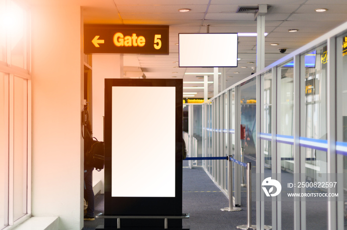 blank advertising billboard at airport background large LCD advertisement