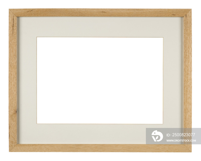 Empty picture frame, light oak wood with mount