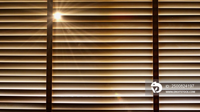 Blinds, Evening sun light outside wooden window blinds, sunshine and shadow on window blind, decorative interior home concept