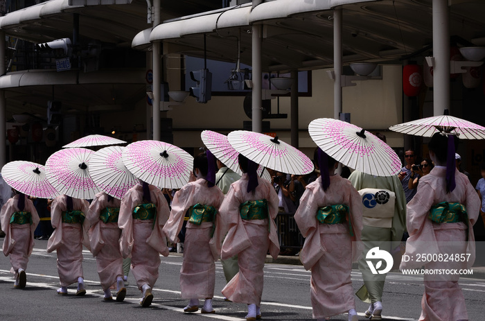 祇園祭 後の祭   flowery parasols of Gion festival, Kyoto Japan