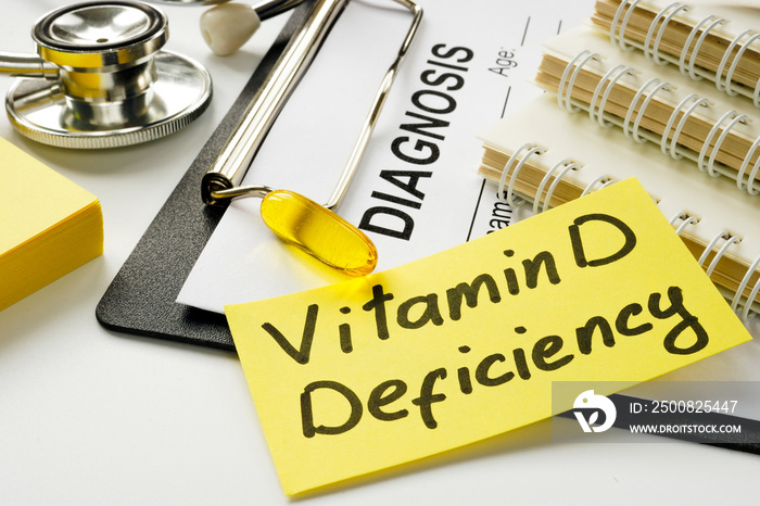 Vitamin D deficiency diagnosis with empty medical form.