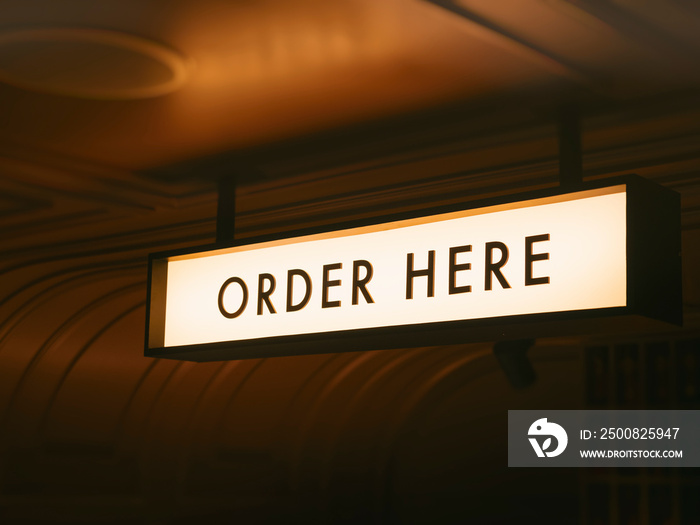 Order Here light box Signage Shop cafe restaurant Food retail Business