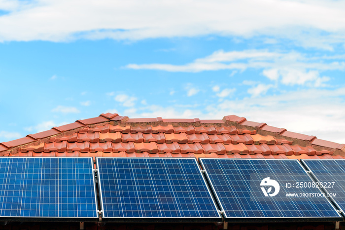 Solar panels installed on the roof