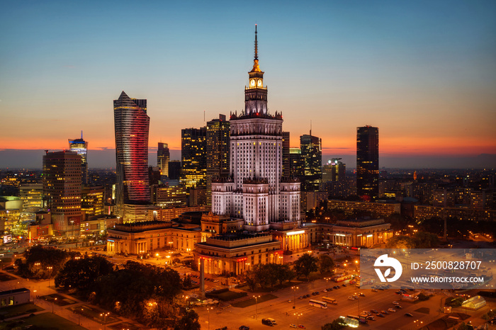 Aerial photo of the Palace of Culture and Science in Warsaw P