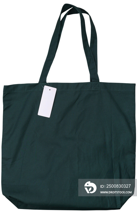 Dark green canvas bag mockup with label