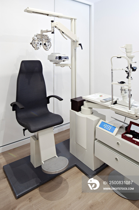 Ophthalmology machine. Eye-sighting machine and tools on Ophthalmologist office