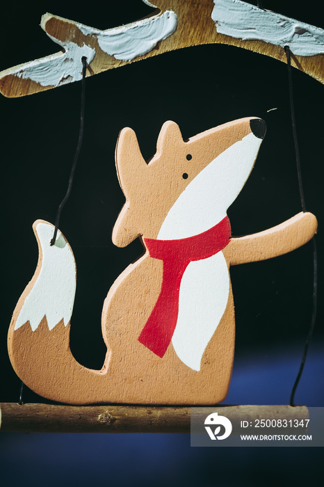 Décoration de Noël en bois représentant un renard