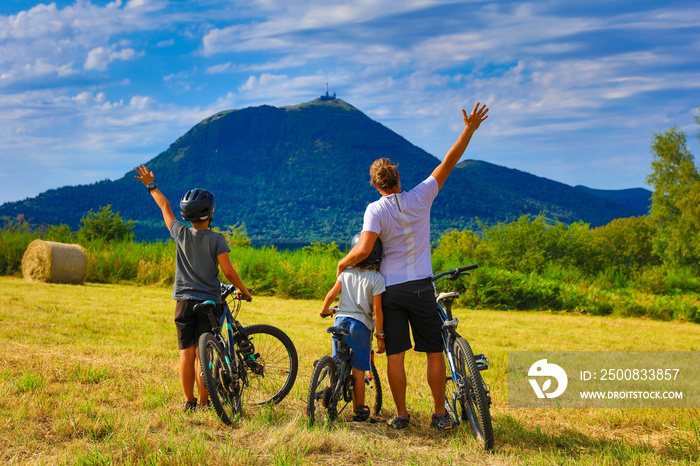 happy family biker- sport, challenge, pride concept