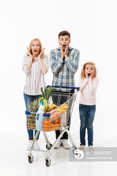 Full length portrait of a shocked family